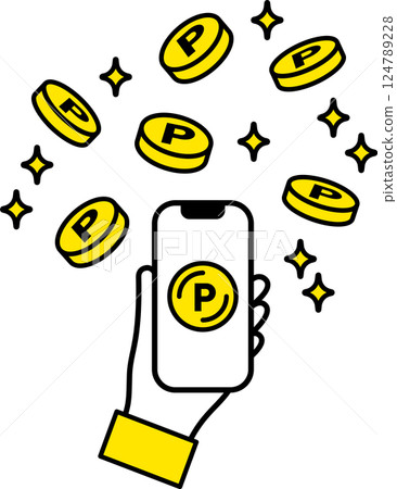 Point and smartphone illustration icon 1 124789228