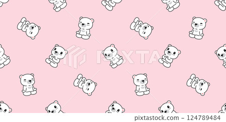 bear seamless pattern polar bear sitting pray meditation buddhism vector cartoon doodle teddy tile background gift wrapping paper repeat wallpaper scarf isolated illustration design bear seamless pattern polar bear sitting pray meditation buddhism vector cartoon doodle teddy tile background gift wrapping paper repeat wallpaper scarf isolated illustration design 124789484