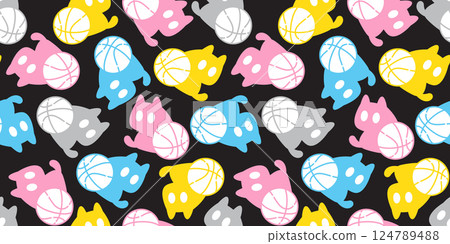 cat seamless pattern basketball kitten sport ball calico sitting cartoon doodle pet illustration tile background gift wrapping paper repeat wallpaper cat seamless pattern basketball kitten sport ball calico sitting cartoon doodle pet illustration tile background gift wrapping paper repeat wallpaper 124789488