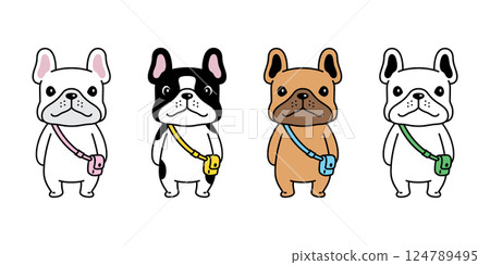dog vector french bulldog icon bag cartoon character puppy pet doodle symbol illustration isolated design 124789495