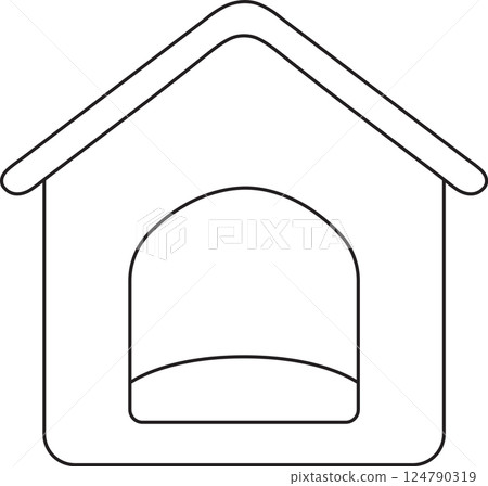 vector illustration, kennel-shaped pet bed, simple linear icons, doodle style and hand-drawn sketch, isolated on a white background vector illustration, kennel-shaped pet bed, simple linear icons, doodle style and hand-drawn sketch, isolated on a white background 124790319