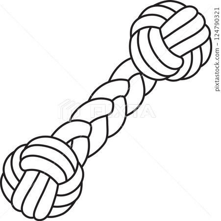 vector illustration of a rag toy for a dog, balls, connected rope pigtail, simple linear icons, doodle and sketch style, hand-drawn, isolated on a white background vector illustration of a rag toy for a dog, balls, connected rope pigtail, simple linear icons, doodle and sketch style, hand-drawn, isolated on a white background 124790321