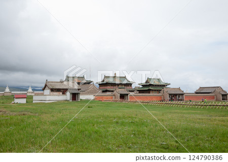 Erdene Zuu monastery view, Mongolia landmark Erdene Zuu monastery view, Mongolia landmark 124790386