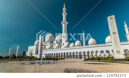 Sheikh Zayed Grand Mosque timelapse hyperlapse located in Abu Dhabi - capital city of United Arab Emirates. Sheikh Zayed Grand Mosque timelapse hyperlapse located in Abu Dhabi - capital city of United Arab Emirates. 124791573