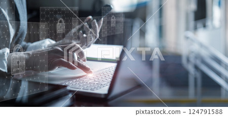 Cybersecurity in computers and phones. Cybersecurity in computers and phones. 124791588