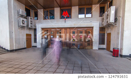 The entrance to the metro station timelapse hyperlapse. Moscow, Russia The entrance to the metro station timelapse hyperlapse. Moscow, Russia 124791631