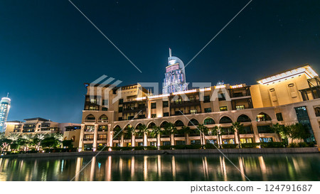 Souk and hotel in Dubai downtown timelapse in Dubai, UAE Souk and hotel in Dubai downtown timelapse in Dubai, UAE 124791687