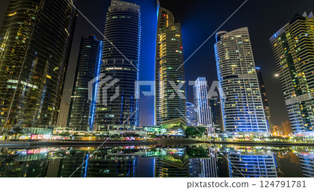 Residential buildings in Jumeirah Lake Towers timelapse hyperlapse in Dubai, UAE. Residential buildings in Jumeirah Lake Towers timelapse hyperlapse in Dubai, UAE. 124791781