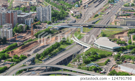 Aerial view of the buildings from the rooftop of Moscow International Business Center skyscraper timelapse, Russia Aerial view of the buildings from the rooftop of Moscow International Business Center skyscraper timelapse, Russia 124791798