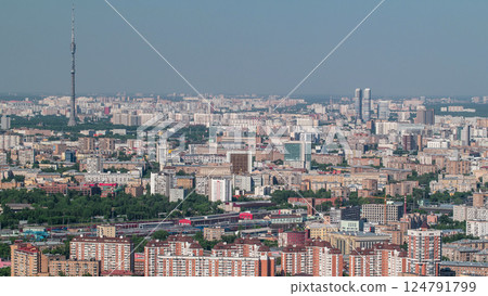Panoramic aerial view of the buildings from the rooftop of Moscow International Business Center skyscraper timelapse, Russia Panoramic aerial view of the buildings from the rooftop of Moscow International Business Center skyscraper timelapse, Russia 124791799