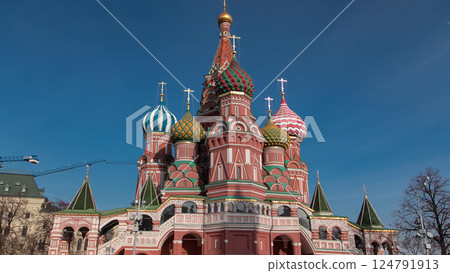 St. Basils cathedral timelapse hyperlapse in Moscow, Russia 124791913