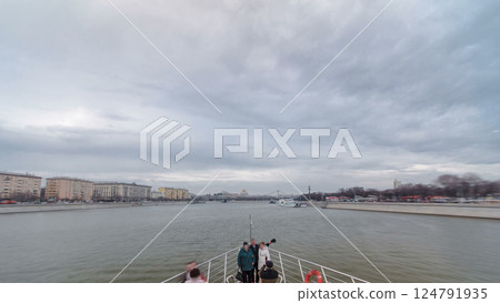 Moscow River. River cruise ships on the Moscow river winter timelapse hyperlapse Moscow River. River cruise ships on the Moscow river winter timelapse hyperlapse 124791935