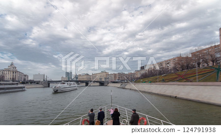 Moscow River. River cruise ships on the Moscow river winter timelapse hyperlapse Moscow River. River cruise ships on the Moscow river winter timelapse hyperlapse 124791938