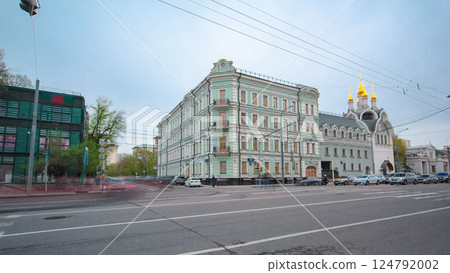 Building and church on Prospect Mira Street in Moscow timelapse hyperlapse. Building and church on Prospect Mira Street in Moscow timelapse hyperlapse. 124792002