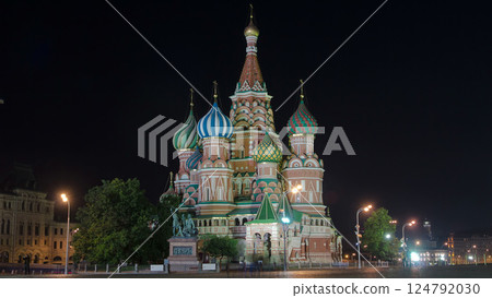 St. Basils cathedral and monument to Minin and Pozharsky timelapse hyperlapse in Moscow, Russia St. Basils cathedral and monument to Minin and Pozharsky timelapse hyperlapse in Moscow, Russia 124792030