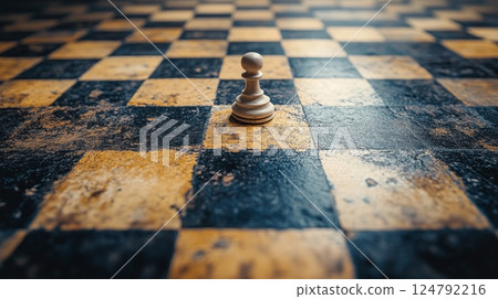 Chessboard with golden lights creating an inviting atmosphere for an intense match Chessboard with golden lights creating an inviting atmosphere for an intense match 124792216