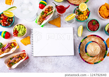 Cinco de Mayo concept with traditional Mexican food Cinco de Mayo concept with traditional Mexican food 124792640