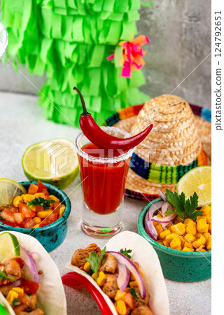 Cinco de Mayo concept with traditional Mexican food 124792651