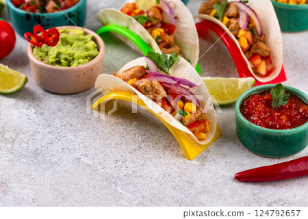 Cinco de Mayo concept with traditional Mexican food Cinco de Mayo concept with traditional Mexican food 124792657