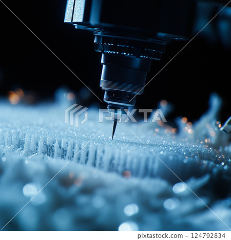 Extreme close-up of a single nanobot repairing a micro-crack in tooth enamel, intricate machinery 124792834