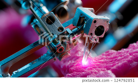 Extreme close-up of a single nanobot repairing a micro-crack in tooth enamel, intricate machinery 124792851
