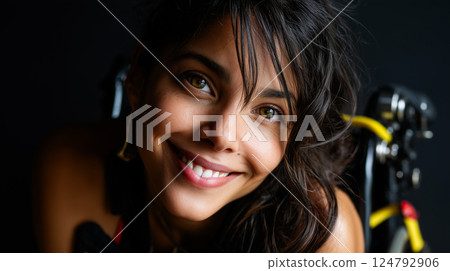 Portrait of a smiling wheelchair user, confident and beautiful, empowering Portrait of a smiling wheelchair user, confident and beautiful, empowering 124792906