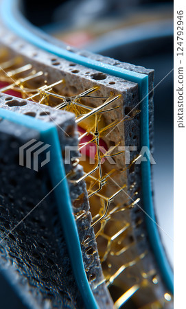 Nanobots rebuilding dentin structure from within a tooth cavity, cross-section view 124792946