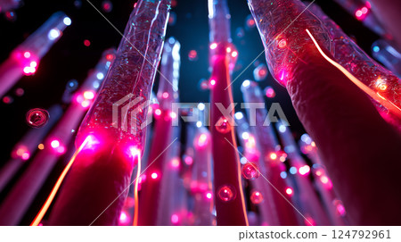 Inside view of a root canal being cleaned and sealed by autonomous nanobots 124792961