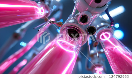 Inside view of a root canal being cleaned and sealed by autonomous nanobots 124792963