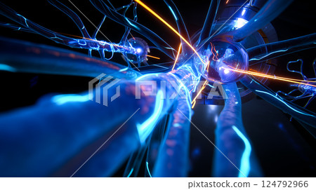 Inside view of a root canal being cleaned and sealed by autonomous nanobots 124792966