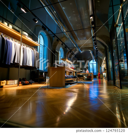 A luxury store with men clothing. 124793120