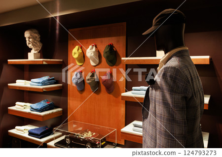 Luxury store with men clothing. 124793273