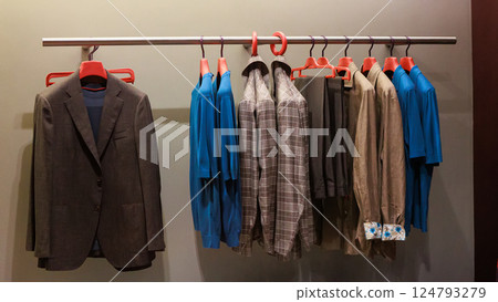 Luxury store with men clothing. 124793279