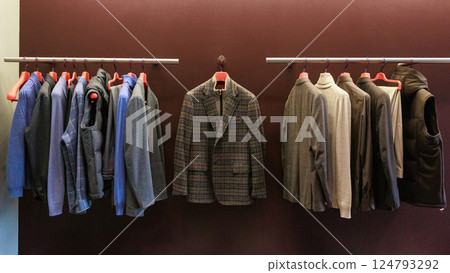 Luxury store with men clothing. Luxury store with men clothing. 124793292