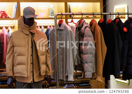 Luxury store with men clothing. 124793298