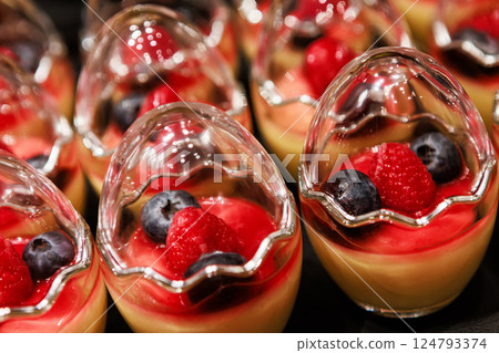 Elegant gourmet dessert served in unique glassware Elegant gourmet dessert served in unique glassware 124793374