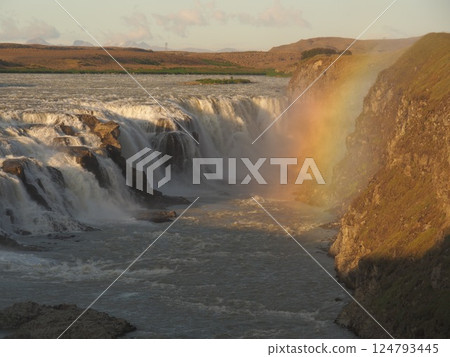 beautiful ireland waterfall with rainbow beautiful ireland waterfall with rainbow 124793445