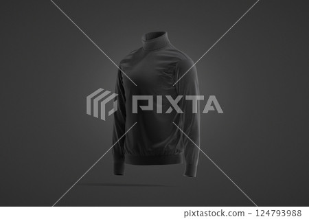 Blank black turtleneck sweater mockup, side view Blank black turtleneck sweater mockup, side view 124793988