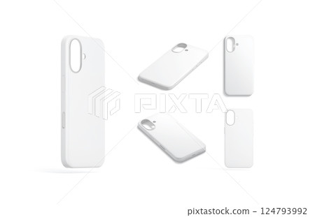 Blank white phone case mockup, different views 124793992