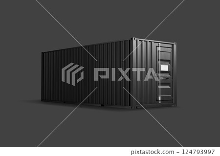 Black steel cargo container mockup, half-turned view Black steel cargo container mockup, half-turned view 124793997