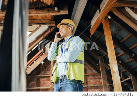 Architecture, construction and phone call with male architect planning a building project with communication. Engineer, man and cellphone conversation for construction worker home renovation project Architecture, construction and phone call with male architect planning a building project with communication. Engineer, man and cellphone conversation for construction worker home renovation project 124794312