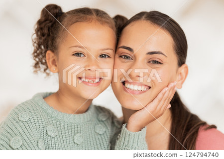 Mother, daughter and face portrait of love, care and bond together on a blur background. Woman, child and caring parent with her kid for bonding, affection and loving relationship while relaxing Mother, daughter and face portrait of love, care and bond together on a blur background. Woman, child and caring parent with her kid for bonding, affection and loving relationship while relaxing 124794740
