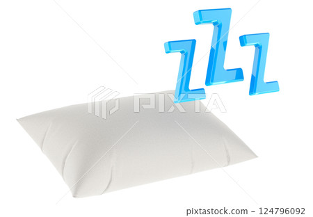 Pillow with ZZZ Symbols. 3D rendering 124796092