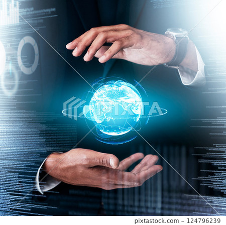 Tech digital, world globe and businessman hands, hologram data blockchain or digital marketing. Growth information technology, innovation media research and cloud computing networking web technology. Tech digital, world globe and businessman hands, hologram data blockchain or digital marketing. Growth information technology, innovation media research and cloud computing networking web technology. 124796239
