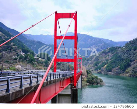 Kochi Prefecture, Owatari Dam Bridge, Cherry Blossoms 124796600