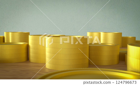The Gold coins for Business concept 3d Rendering. 124796673