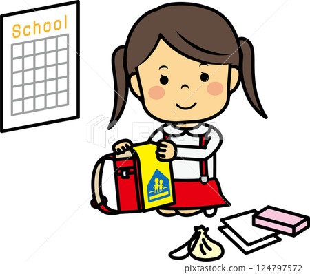 小學女孩為明天做準備 124797572