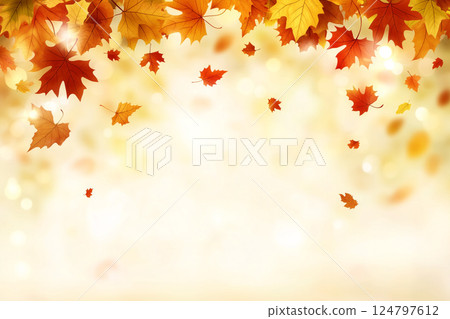 Colorful Autumn Foliage in a Soft Ambient Glow Perfect for Seasonal Nature Backgrounds 124797612