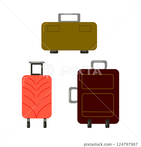Summer clothing set Vector summertime Trend outfit. Set suitcases. Design for sales banner poster web page advertising printed materials. Summer clothing set Vector summertime Trend outfit. Set suitcases. Design for sales banner poster web page advertising printed materials. 124797987
