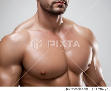Well-trained male body Well-trained male body 124798274